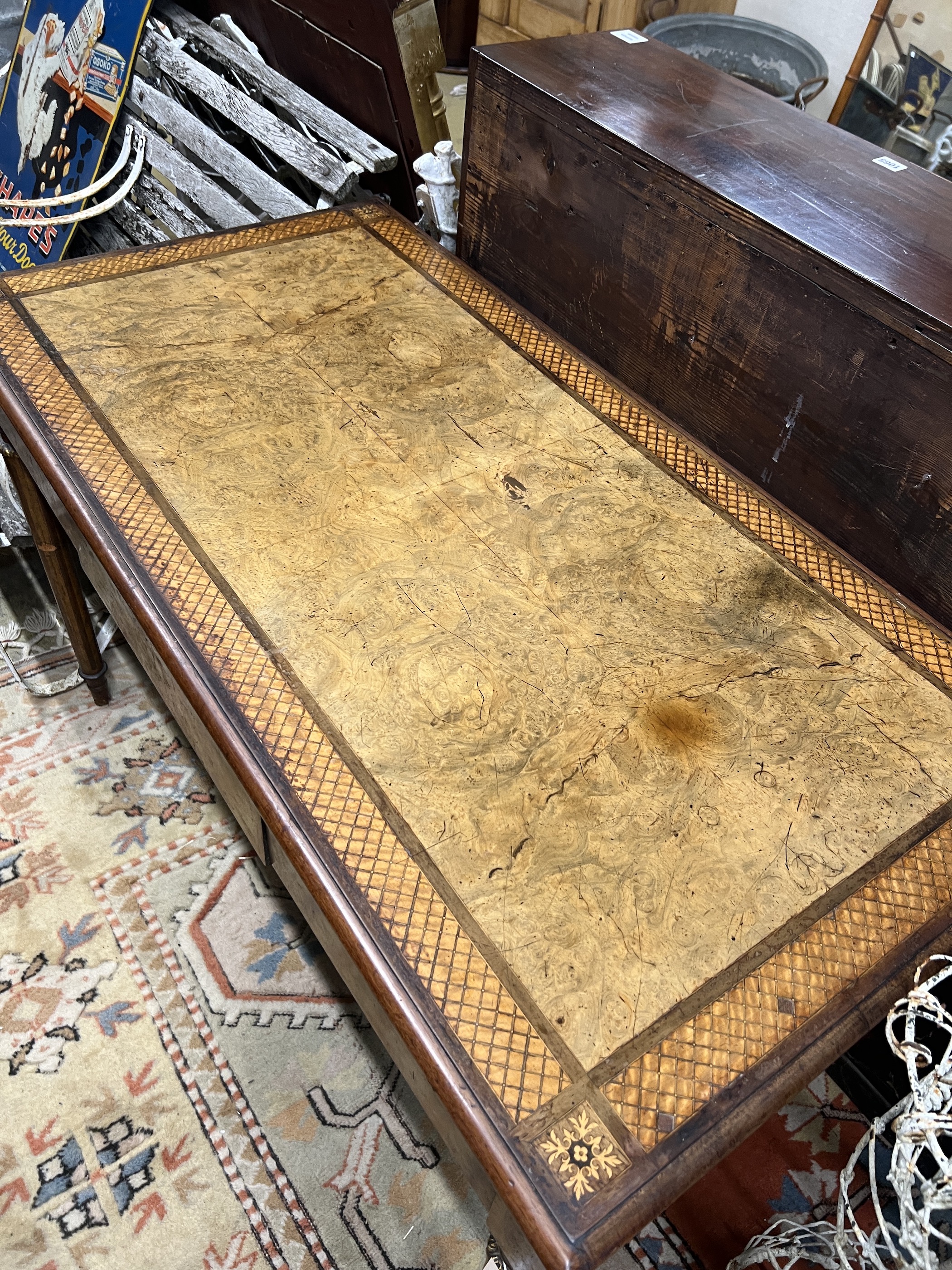 A good quality French Empire style writing table, width 121cm, depth 62cm, height 75cm